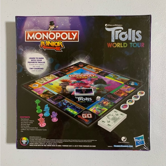 Monopoly® Junior: DreamWorks Trolls World Tour Edition Board Game-New - Picture 6 of 8